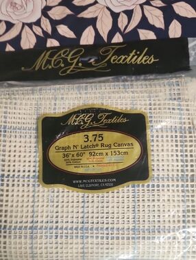 M.C.G. Textiles Graph N' Latch Rug Canvas - Navy & Cream for Latch Hook